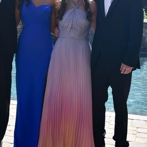 MARCHESE NOTTE PLEATED OMBRÉ MAXI PROM DRESS